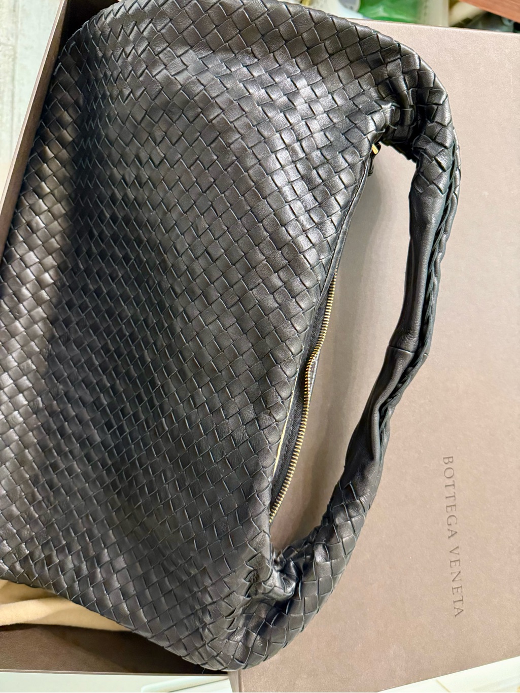 Bottega Veneta Black Intrecciato Woven Shoulder Bag